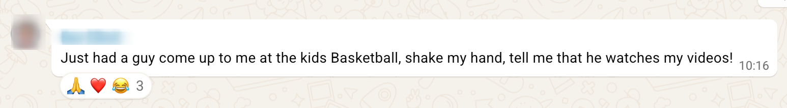 Unedited client message or metric