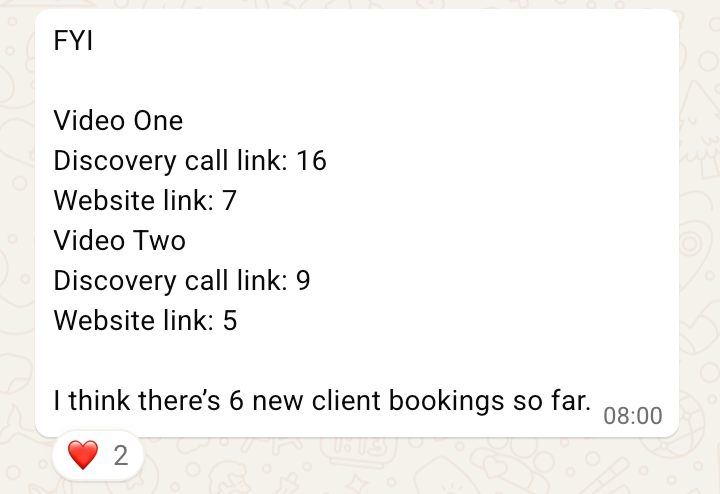 Unedited client message or metric